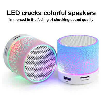 Compact LED Bluetooth Speaker with SD Card Support, USB Port, FM Radio, Rechargeable Battery, and Deep Bass Sound Quality