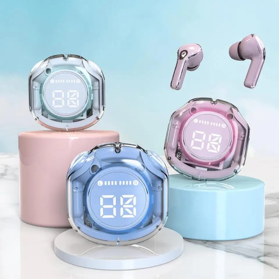 Air 39 with pouch Transparent Bluetooth Earbuds | Crystal-Clear Sound, Deep Bass, ENC Noise Cancellation, HD Calling, Bluetooth 5.3