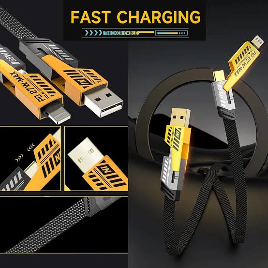 4-in-1 Retractable Charging Cable | USB-C to C, USB to C, USB-C to iPhone | Fast, Durable, Travel-Friendly