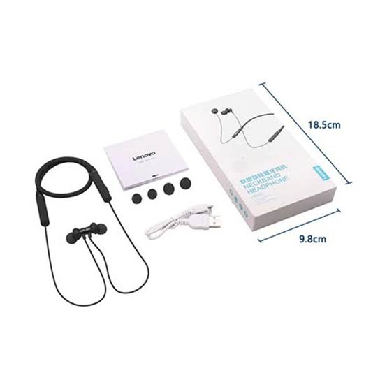 Lenovo HE05 Wireless Neckband – Stylish, Lightweight, Magnetic Earbuds, Deep Bass, Noise Reduction, Long Battery, Sweatproof, Comfortable Fit.