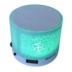 Compact LED Bluetooth Speaker with SD Card Support, USB Port, FM Radio, Rechargeable Battery, and Deep Bass Sound Quality